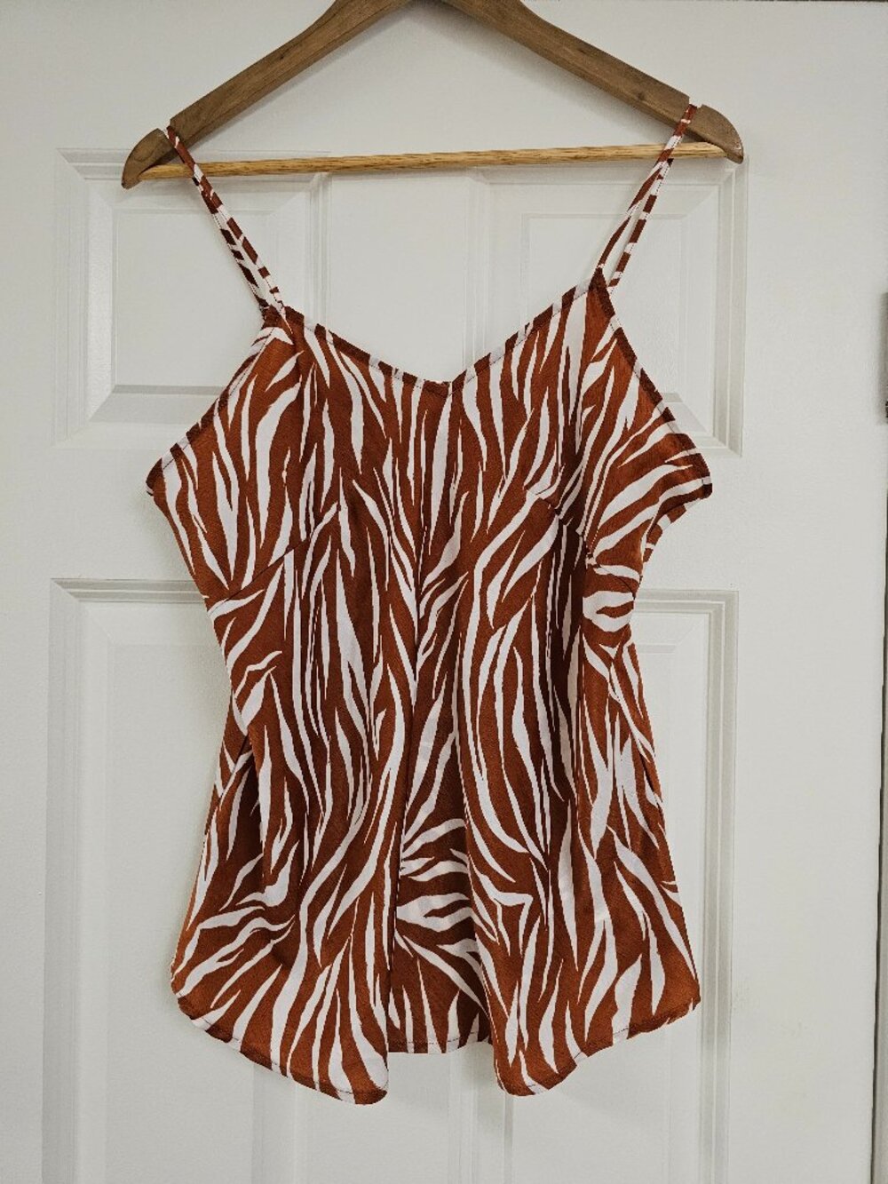 Women's Gingerbread brown Zebra Striped Tank Cami Blouse/Top, size Large